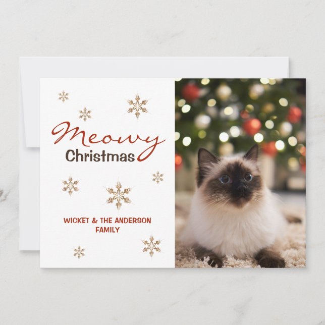 Tarjeta Festiva Navidades de Cute Cat Meowy Foto (Anverso)
