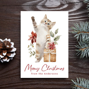 Tarjeta Festiva Navidades de Cute Cat Meowy no fotografiados
