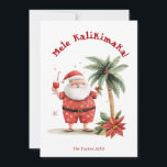 Tarjeta Festiva Navidades de Cute Fun Beach Hawaii Mele Kalikimaka<br><div class="desc">Fun Cute Hawaii Navidades tarjeta de vacaciones,  con el texto "Mele Kalikimaka"</div>