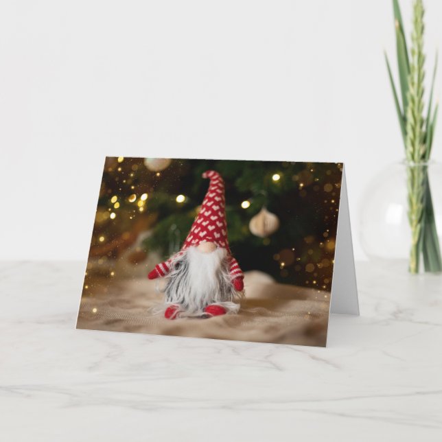 Tarjeta Festiva Navidades de Cute Gnome (Anverso)