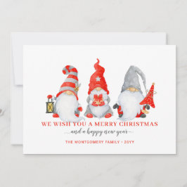 Tarjeta Festiva Navidades de Cute Gnome Trio