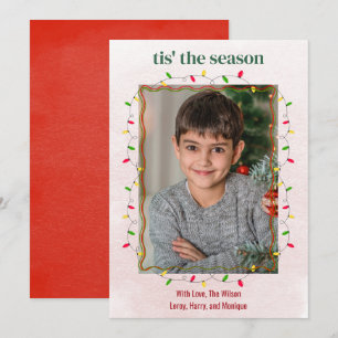 Tarjeta Festiva Navidades de Cute One Photo String iluminan