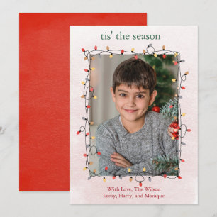 Tarjeta Festiva Navidades de Cute One Photo String iluminan