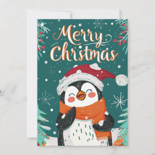 Tarjeta Festiva Navidades de Cute Penguin
