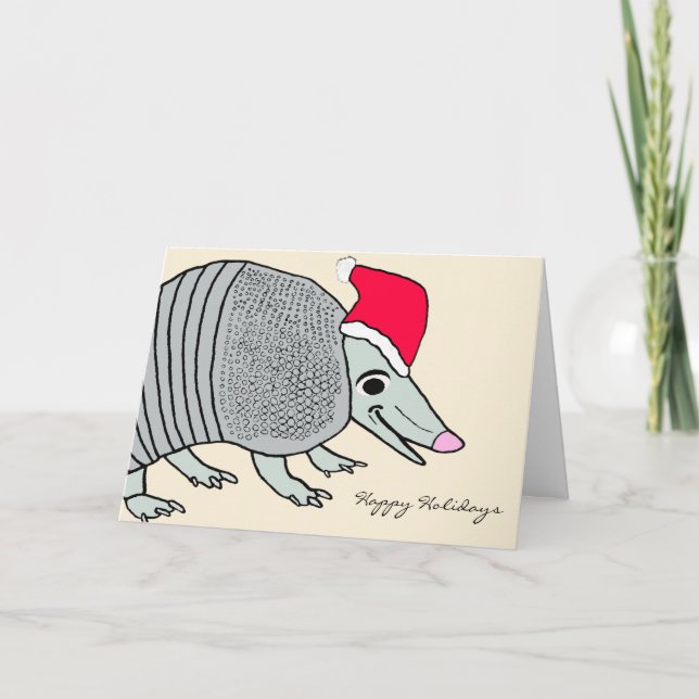 Tarjeta Festiva Navidades de Cute Santa Armadillo (Anverso)