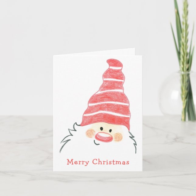 Tarjeta Festiva Navidades de Cute Santa Claus Gnome (Anverso)