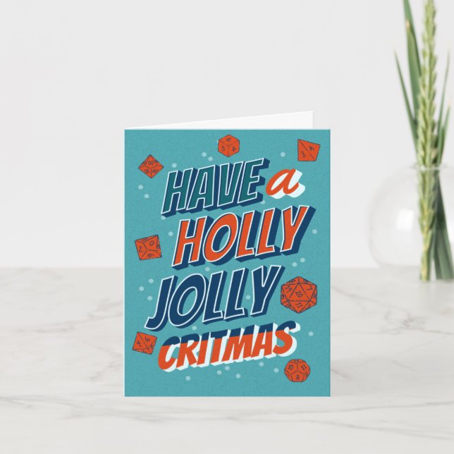 Tarjeta Festiva Navidades de D&D Card Holly Jolly Critmas (Anverso)