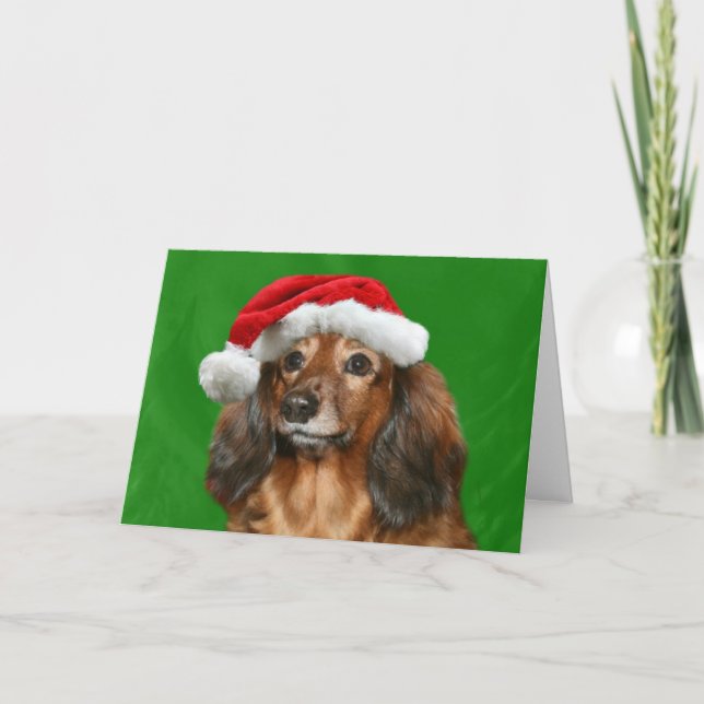 Tarjeta Festiva Navidades de Dachshund (Anverso)