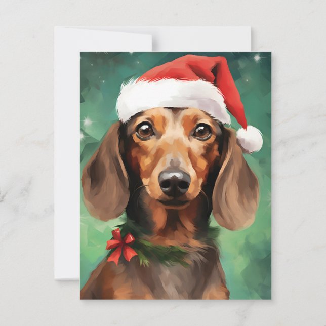 Tarjeta Festiva Navidades de Dachshund (Anverso)