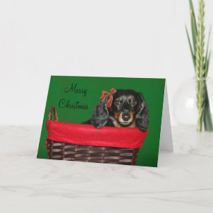 Tarjeta Festiva Navidades de Dachshund