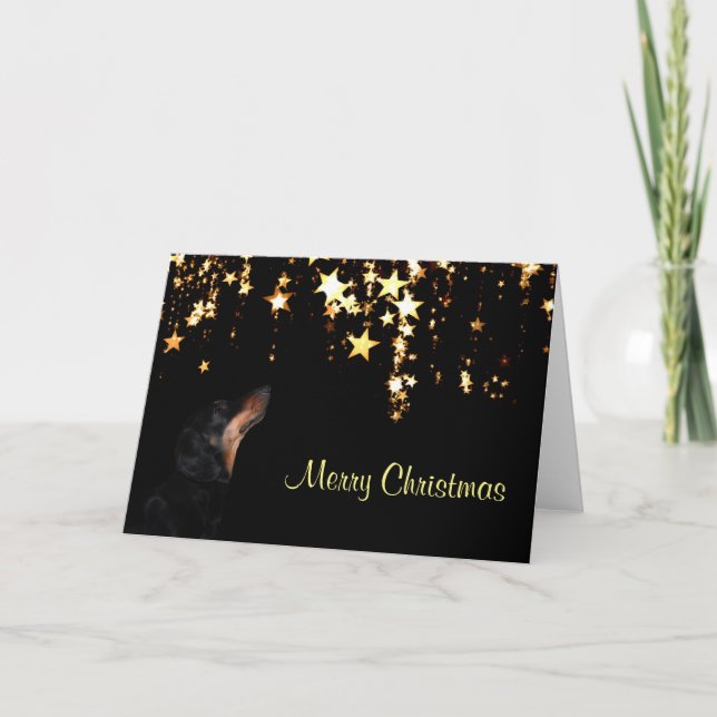 Tarjeta Festiva Navidades de Dachshund (Anverso)