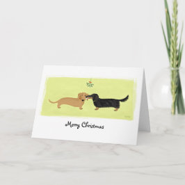 Tarjeta Festiva Navidades de Dachshund besan a los perros enamorad