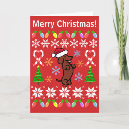 Tarjeta Festiva Navidades de Dachshund Santa Hat