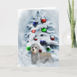 Tarjeta Festiva Navidades de Dandie Dinmont Terrier
