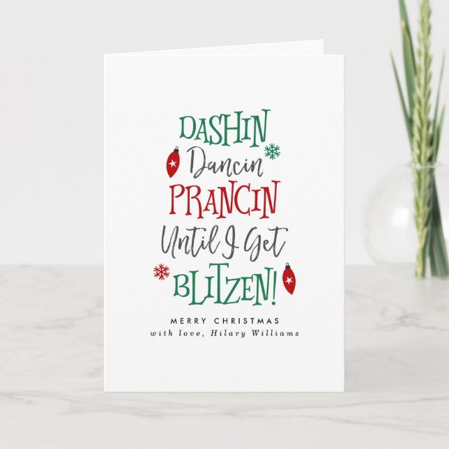 Tarjeta Festiva Navidades de Dashin Dancin Prancin (Anverso)