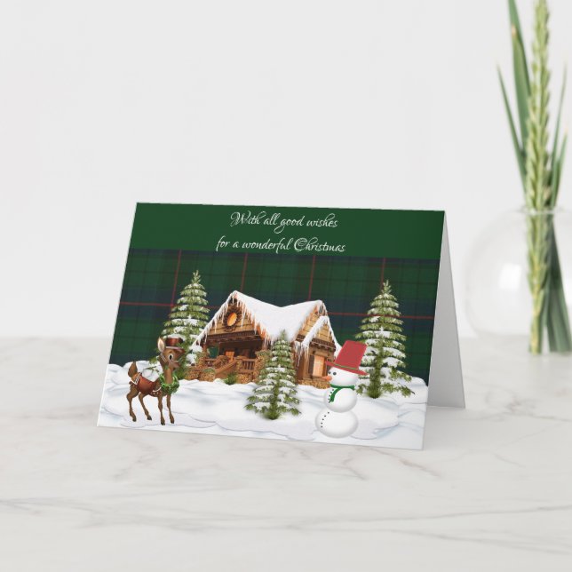 Tarjeta Festiva Navidades de Davidson Clan Modern Scottish Tartan (Anverso)