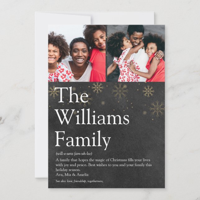 Tarjeta Festiva Navidades de definición de la familia Chalkboard f (Anverso)