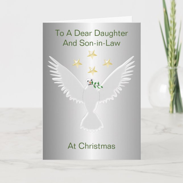 Tarjeta Festiva Navidades De Derecho De Dove Hija E Hijo (Anverso)
