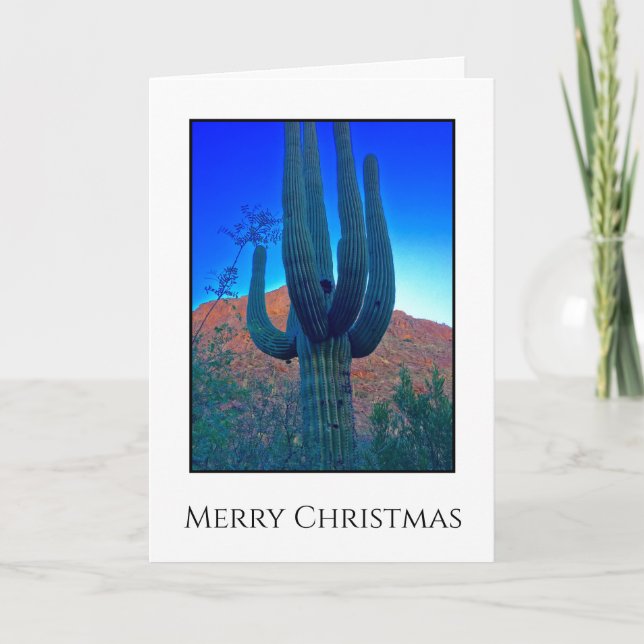 Tarjeta Festiva Navidades de Desert Cactus (Anverso)