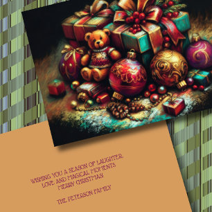 Tarjeta Festiva Navidades de dibujo de charla con adorno de golosi