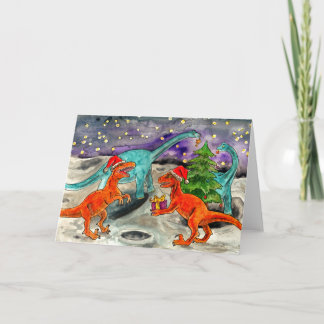 Tarjeta Festiva Navidades de dinosaurios