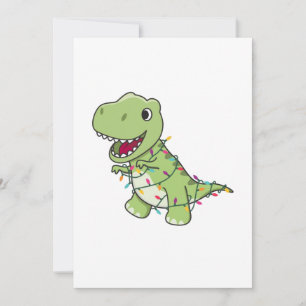 Tarjeta Festiva Navidades de Dinosaurios Nieve Invierno T-Rex Dino