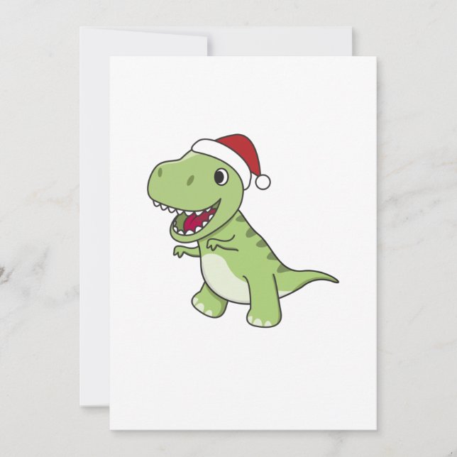 Tarjeta Festiva Navidades de Dinosaurios Nieve Invierno T-Rex Dino (Anverso)