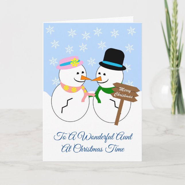 Tarjeta Festiva Navidades de diseño de hombres de nieve (Anverso)