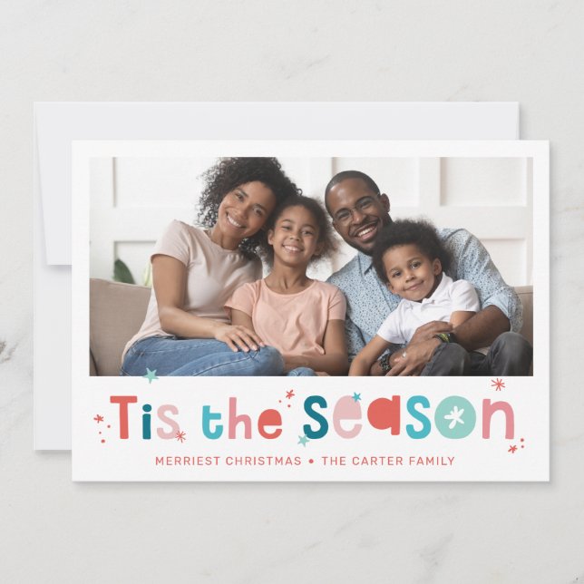 Tarjeta Festiva NAVIDADES de diversión de HOLIDAY PHOTO cita esta  (Anverso)