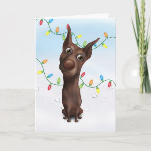Tarjeta Festiva Navidades de Doberman Pinscher (Fawn)