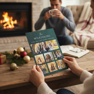 Tarjeta Festiva Navidades de doble cara de collage de fotos modern