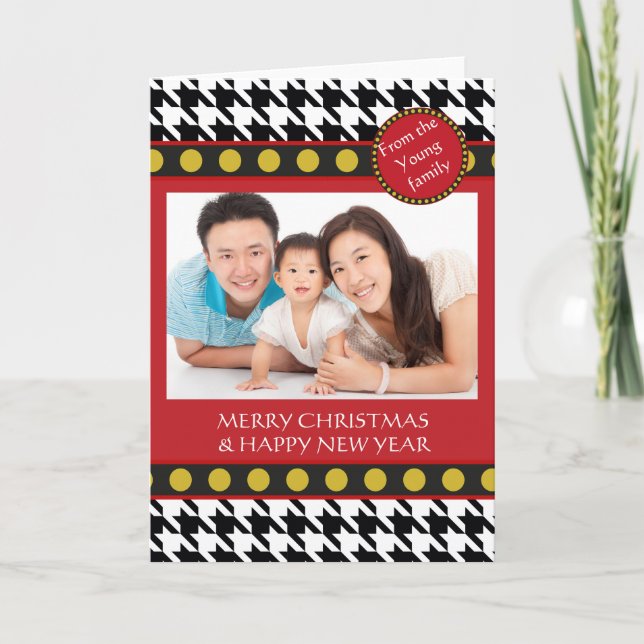 Tarjeta Festiva Navidades de Dogtooth, Houndstoth (Anverso)