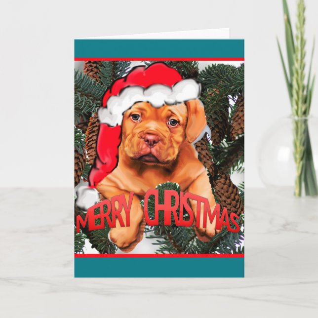 Tarjeta Festiva Navidades de Dogue de Bordeaux (Anverso)