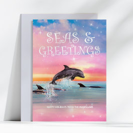 Tarjeta Festiva Navidades de Dolphin Seas & Greetings Beach