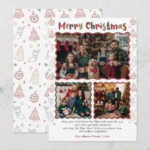 Tarjeta Festiva Navidades de Doodle dibujados a mano 3 Collage de 
