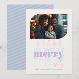 Tarjeta Festiva Navidades de Doodle Modernos Pastel Snowglobe