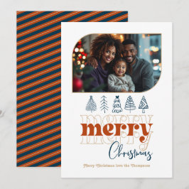 Tarjeta Festiva Navidades de Doodle Retro Moderno de la chimenea a