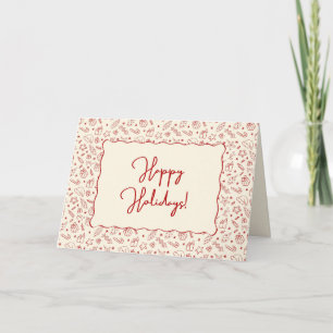 Tarjeta Festiva Navidades De Doodle Rojo De Mano Dibujados A Mano