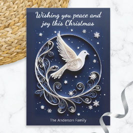 Tarjeta Festiva Navidades de Dove of Peace Elegant Faux Papercraft