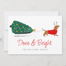Tarjeta Festiva Navidades de Doxie Merry y Bright Dachshund