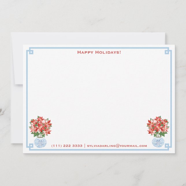 Tarjeta Festiva Navidades de Elegant Lady Red Poinsettia Ginger Ja (Anverso)
