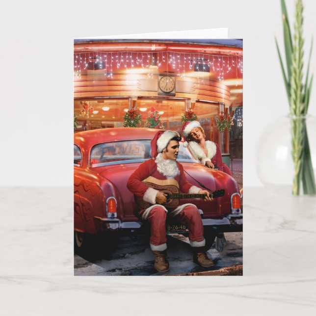 Tarjeta Festiva Navidades de Elvis y Marilyn (Anverso)