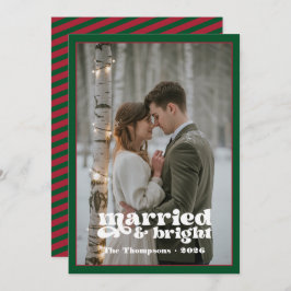 Tarjeta Festiva Navidades de Emerald Green y Ruby Newlyweds