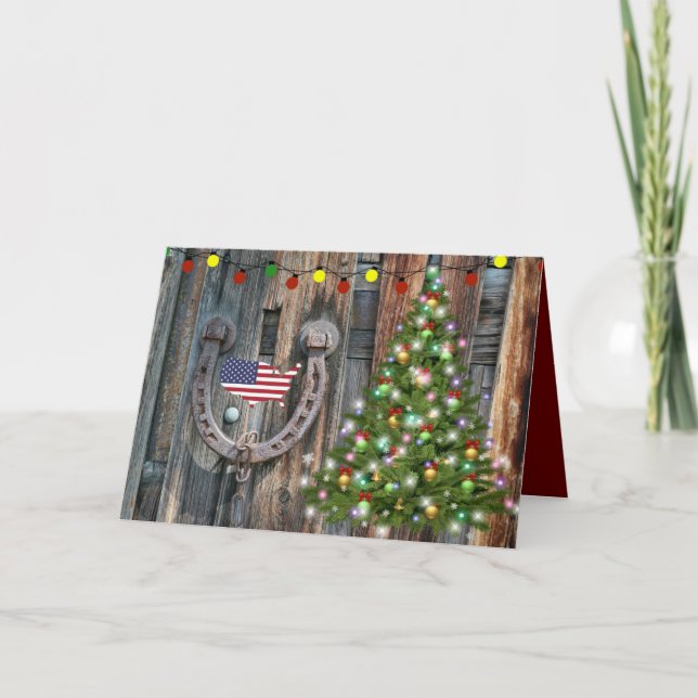 Tarjeta Festiva Navidades De Encanto De País Con Bandera (Anverso)