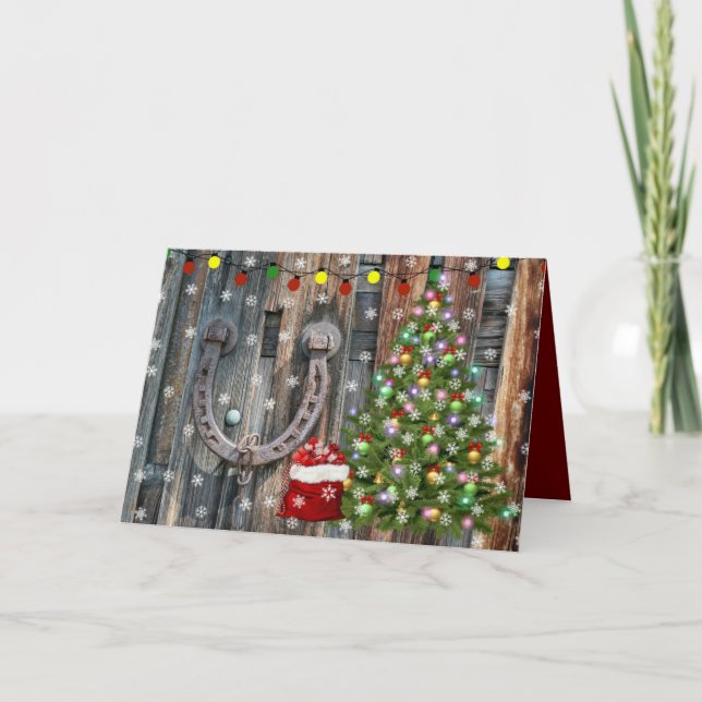Tarjeta Festiva Navidades de Encanto Rústico (Anverso)