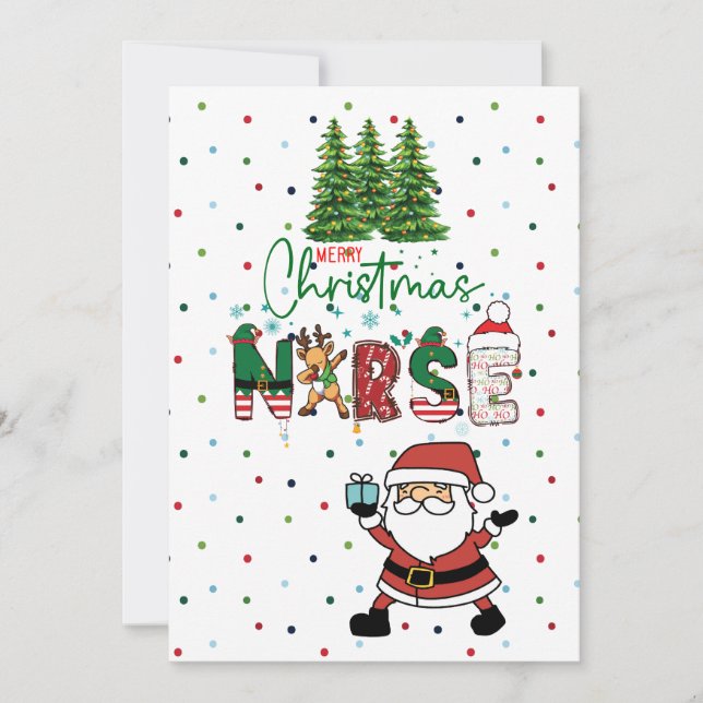 Tarjeta Festiva Navidades de enfermería con Santa Claus (Anverso)