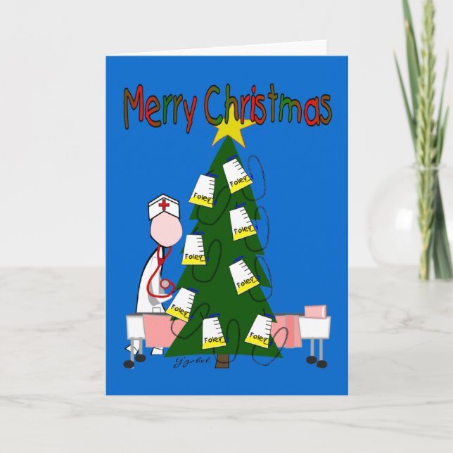 Tarjeta Festiva Navidades de enfermería diseñan "Feliz Navidad" (Anverso)