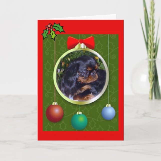 Tarjeta Festiva Navidades de English Toy Spaniel (Anverso)