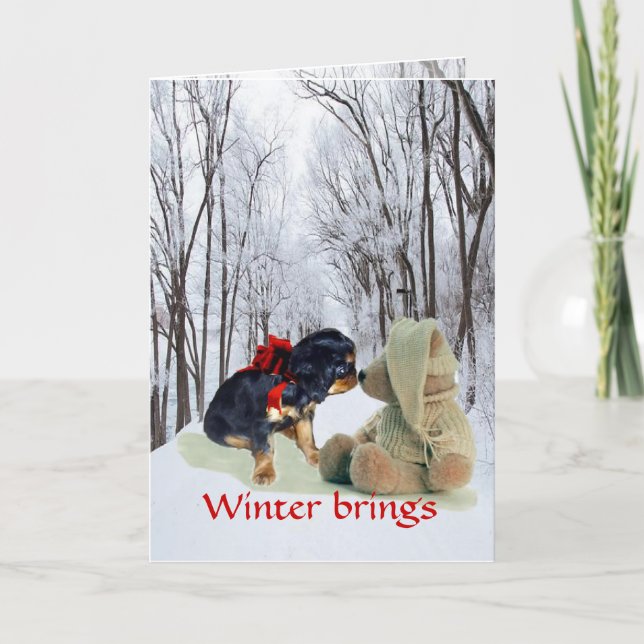 Tarjeta Festiva Navidades de English Toy Spaniel (Anverso)