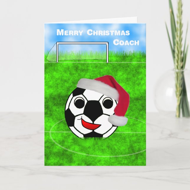 Tarjeta Festiva navidades de entrenador de fútbol (Anverso)